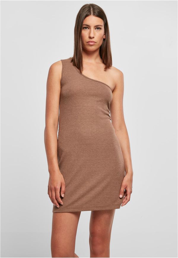 Urban Classics Women's dark khaki dress with a ribbed pattern on one shoulder