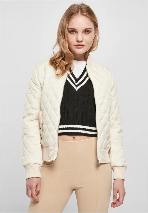 Urban Classics Women's Diamond Quilt Nylon Jacket Whitesand