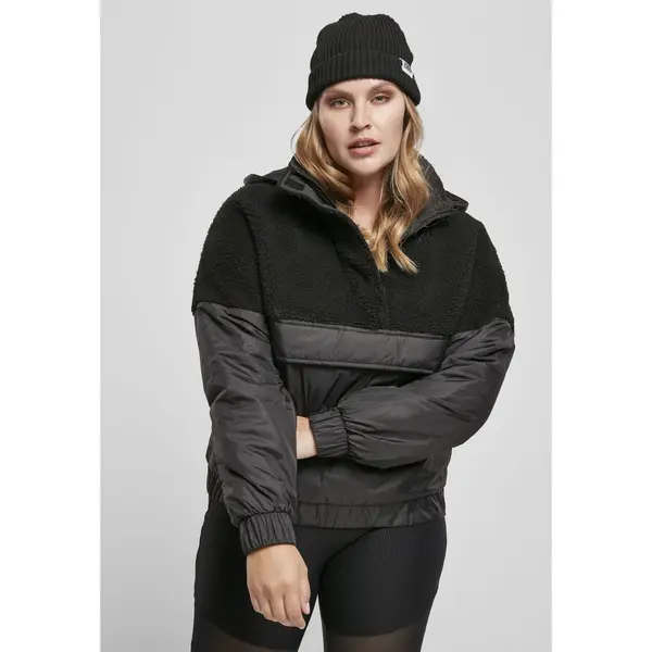 Urban Classics Women's drawstring jacket Sherpa Mix black/black