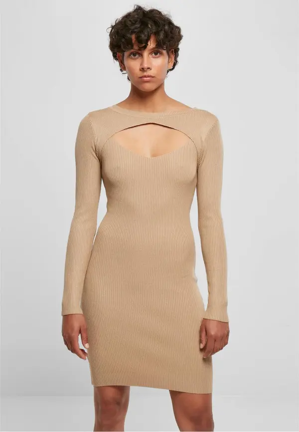 Urban Classics Women's dress Cut Out beige