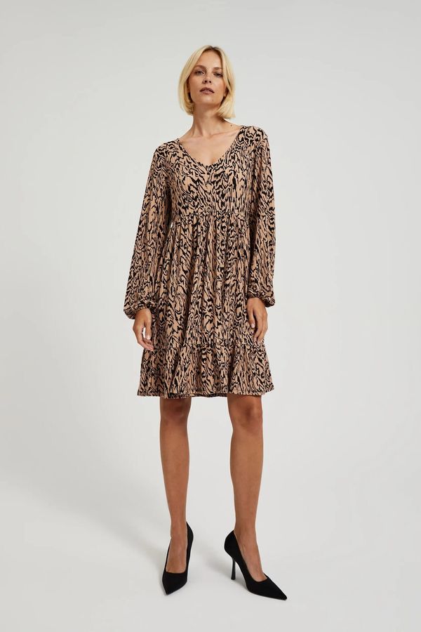 Moodo Women's dress with animal pattern MOODO - brown