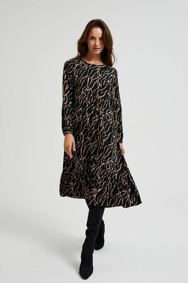 Moodo Women's dress with ruffle at the bottom MOODO - black