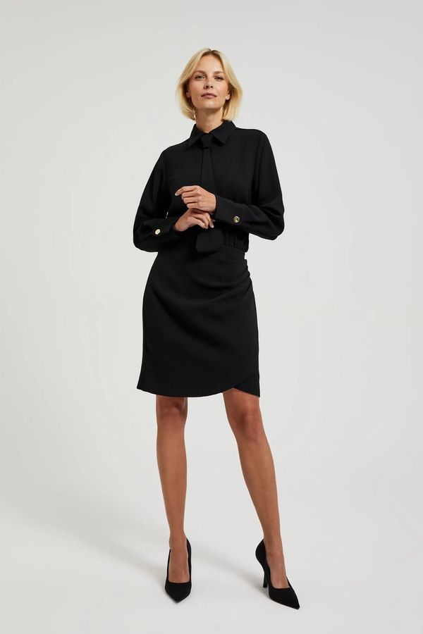 Moodo Women's dress with ruffles on the sides MOODO - black