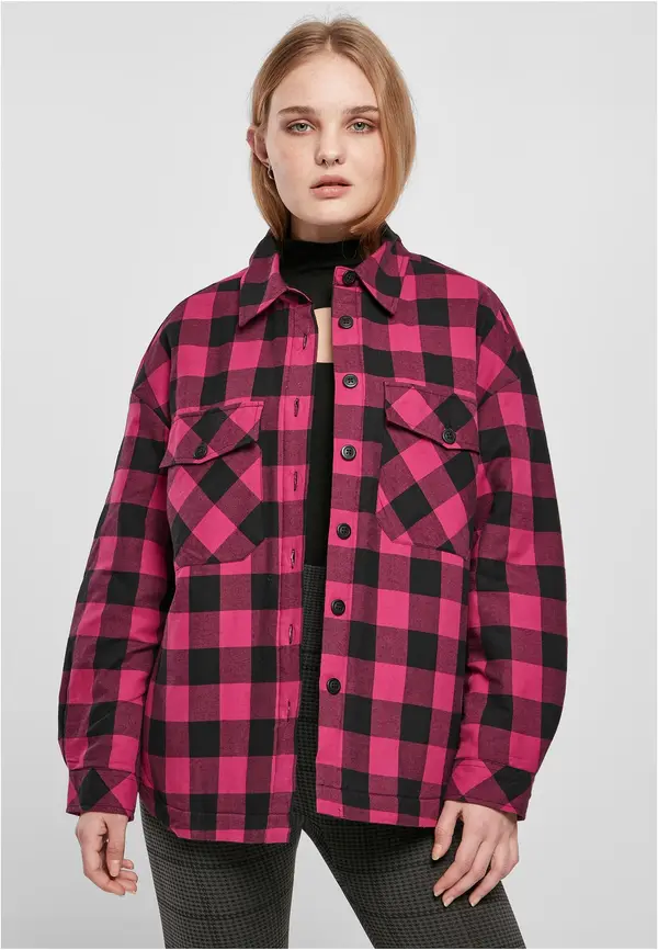 Urban Classics Women's flannel padded overshirt wildpurple/black