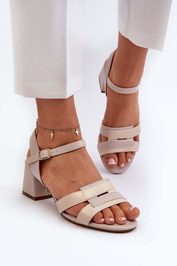 Kesi Women's high-heeled sandals made of eco leather Sergio Leone beige