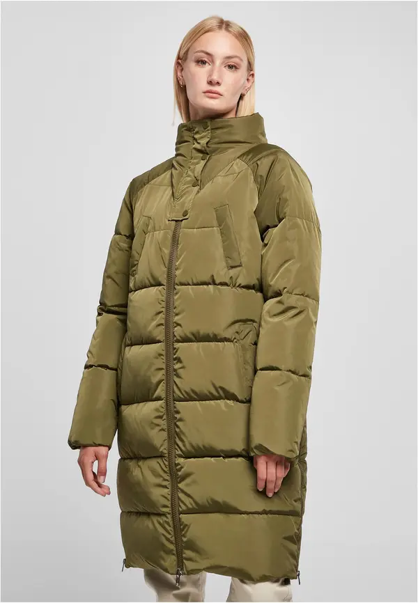 Urban Classics Women's high-neck coat, olive
