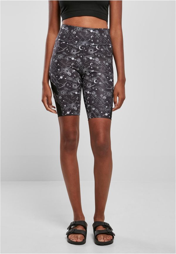 Urban Classics Women's High Waist Tech Mesh AOP Cycle Shorts blackuniverse