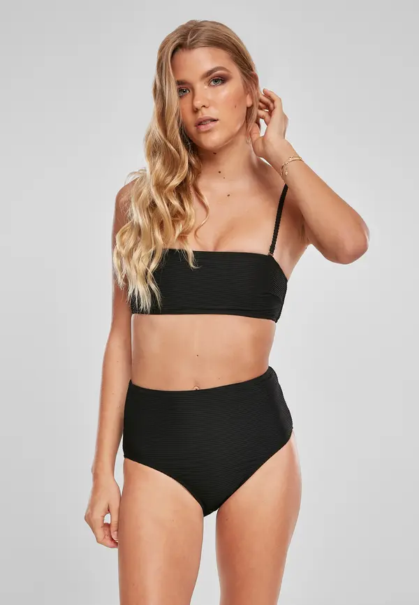 Urban Classics Women's High Waisted Bandeau Bikini Black