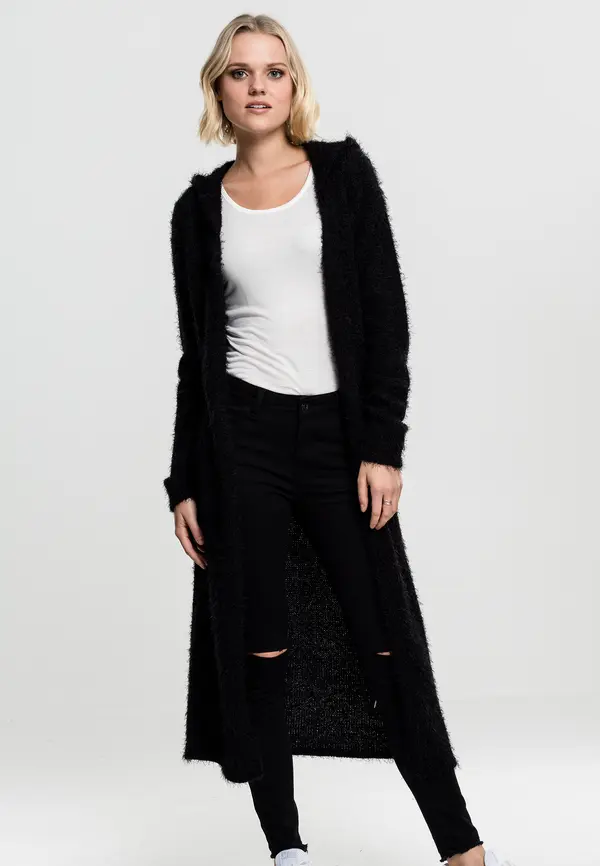 Urban Classics Women's hooded sweater made of soft feathers - black