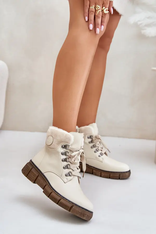 Boto Women's insulated ankle boots with zip beige Mevanisa