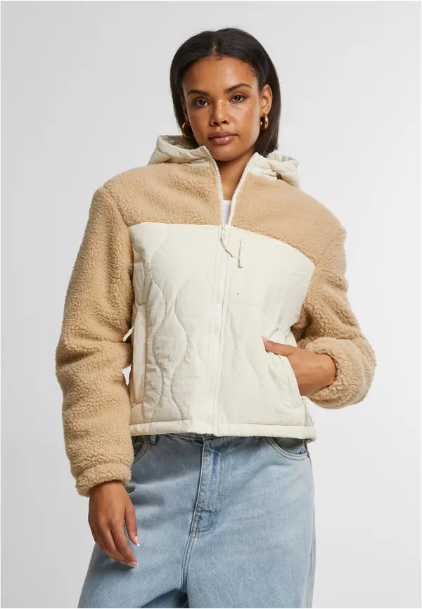 Urban Classics Women's jacket Sherpa Crinkle Nylon Mix beige/cream