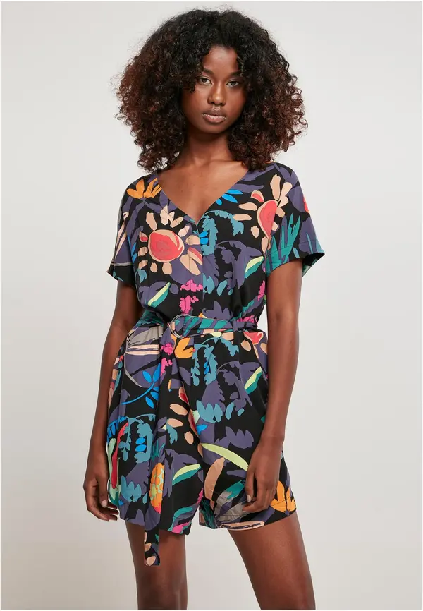 Urban Classics Women's jumpsuit with a short viscose belt in black