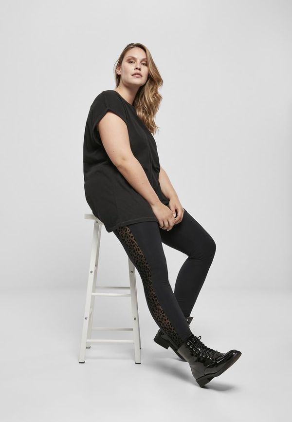 UC Ladies Women's Leggings Flock Lace Stripe - Black