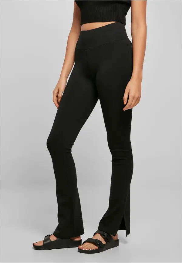 Urban Classics Women's leggings with high waist and side slit black