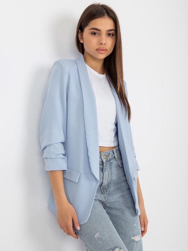 Fashionhunters Women's light blue blazer with open neckline by Adela