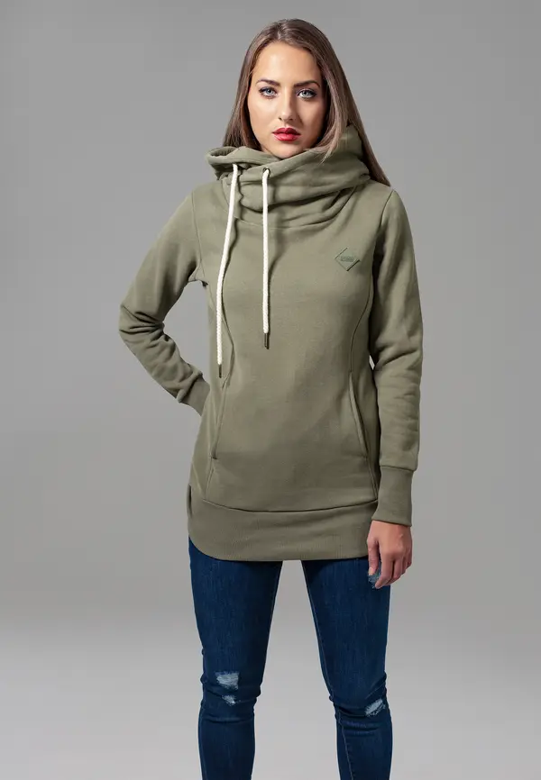 Urban Classics Women's long olive logo with hood