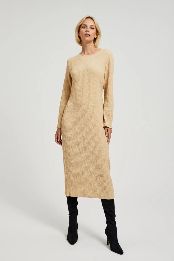 Moodo Women's long-sleeved midi dress MOODO - beige