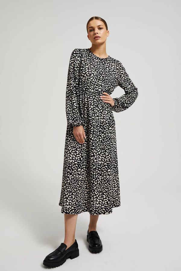 Moodo Women's midi dress with flared bottom MOODO - black