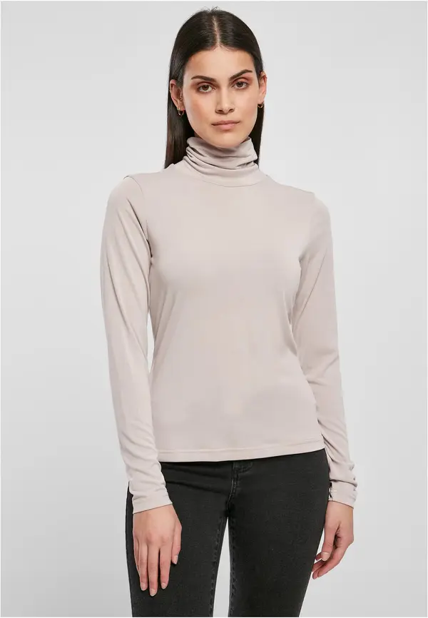 Urban Classics Women's modal turtleneck with long sleeves in warm gray