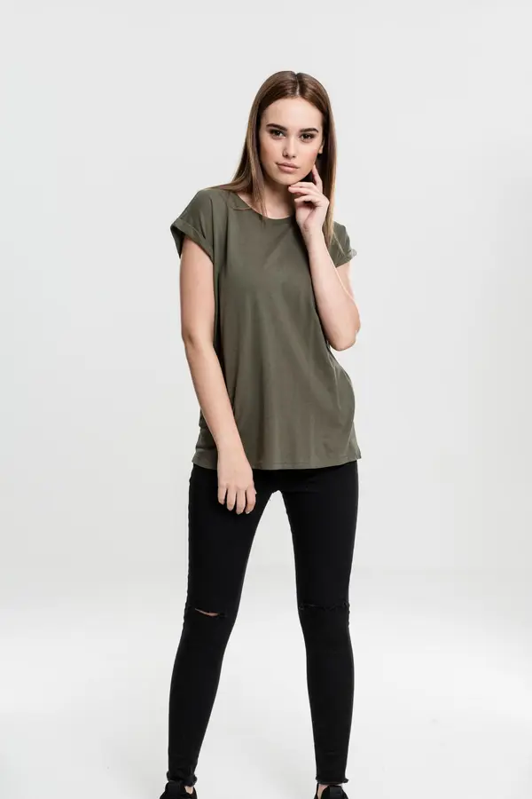 Urban Classics Women's olive T-shirt with extended shoulder
