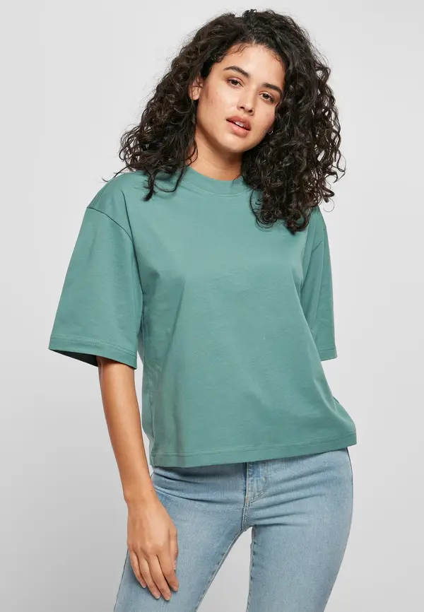 Urban Classics Women's Organic Oversized T-Shirt with White Leaf
