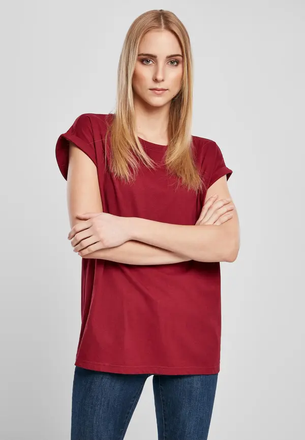 Urban Classics Women's organic shirt with extended shoulder in burgundy color