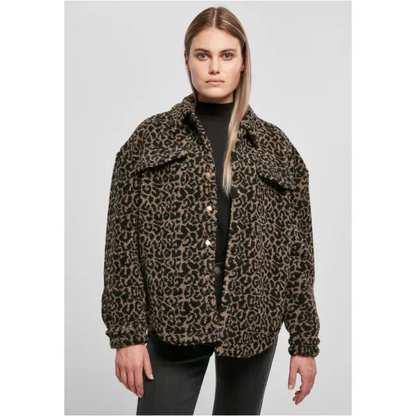 Urban Classics Women's Overshirt AOP Sherpa darktaupeleo