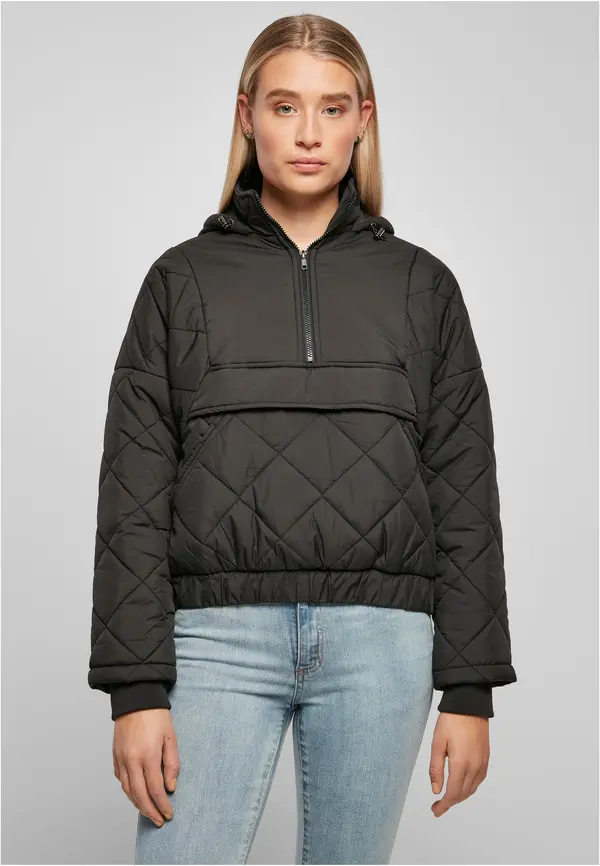 Urban Classics Women's Oversized Diamond Quilted Tug Jacket Black