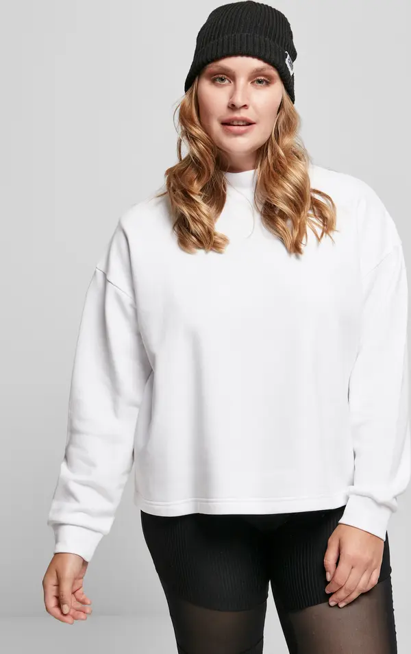 Urban Classics Women's Oversized High Neck Crew White