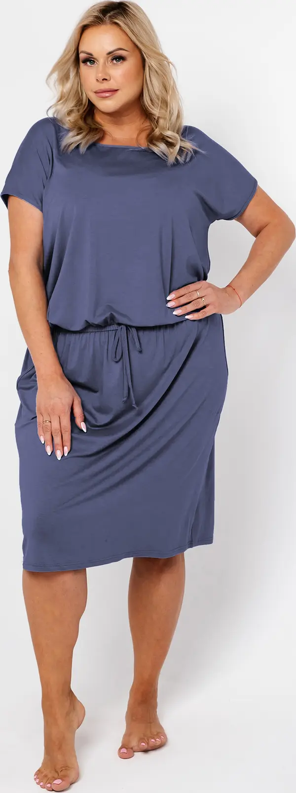 Italian Fashion Women's Paramo Short Sleeve Dress - Blue