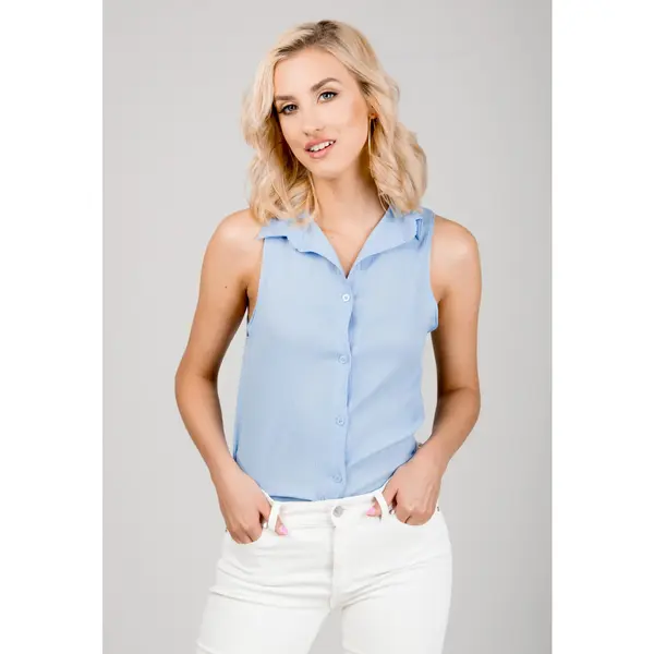 Kesi Women's pleated sleeveless shirt - blue,