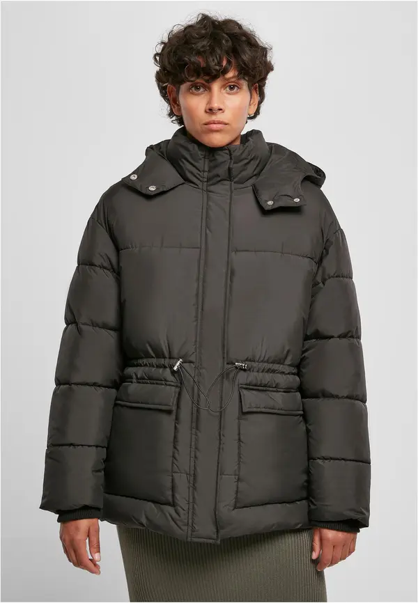 Urban Classics Women's Puffer Jacket at the Waist - Black