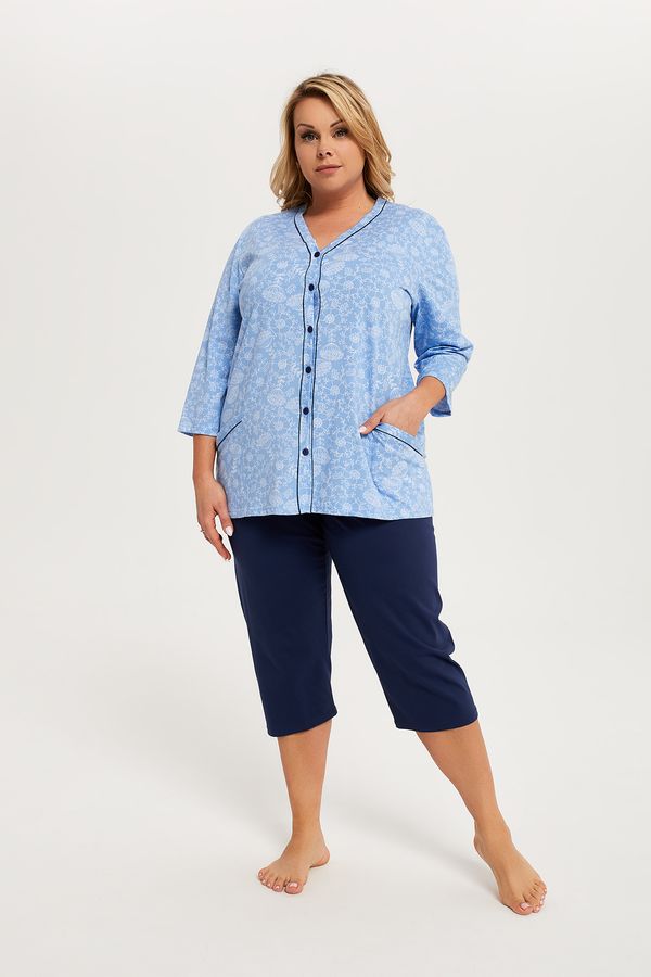 Italian Fashion Women's pyjamas Jomala 3/4 sleeve, 3/4 legs - print/navy blue