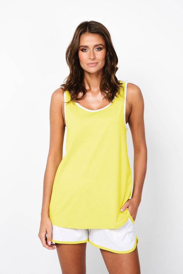 Italian Fashion Women's pyjamas Ossa with wide straps, shorts - yellow/light melange