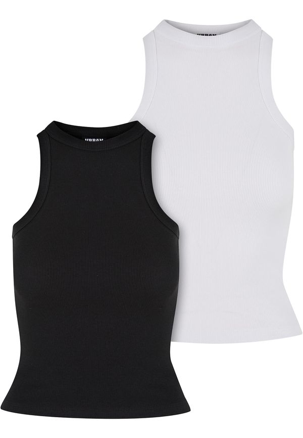 UC Ladies Women's Racer Back Rib Tank Top - 2 Pack Black+White