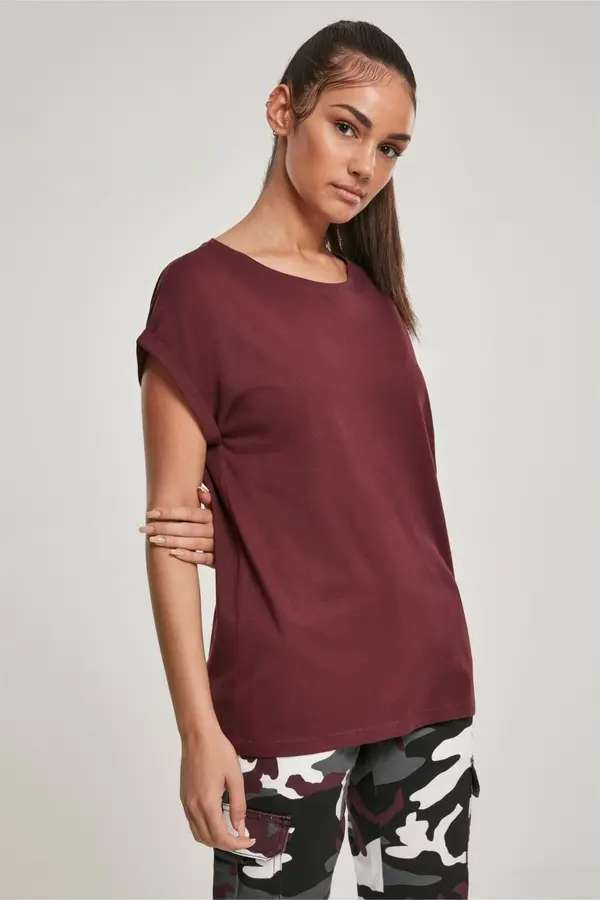 Urban Classics Women's red T-shirt with an extended shoulder