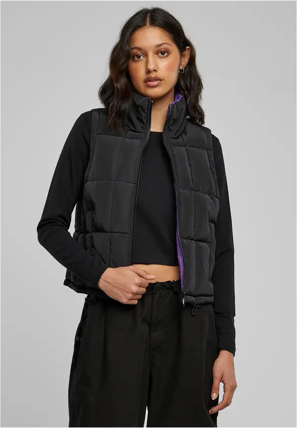 Urban Classics Women's reversible cropped vest black/real purple