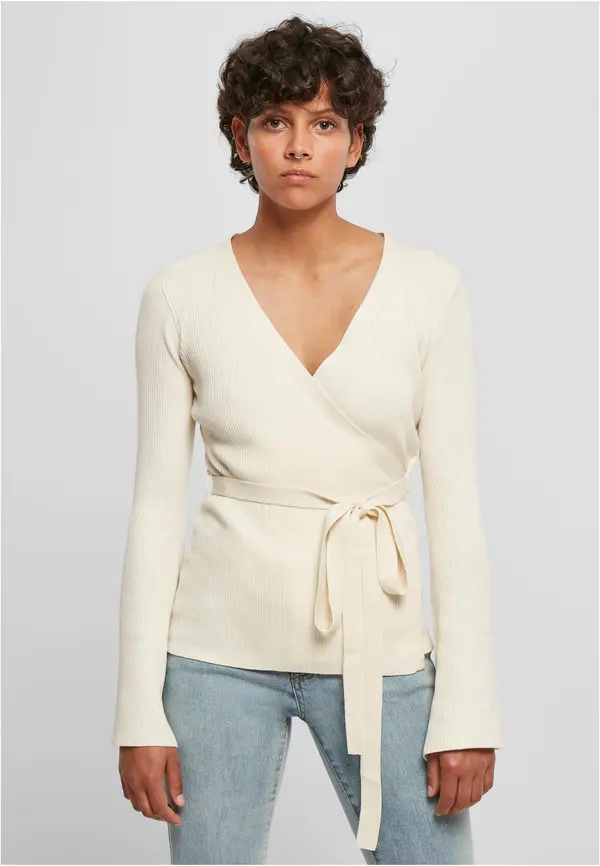 Urban Classics Women's rib knit wrapped cardigan whitesand
