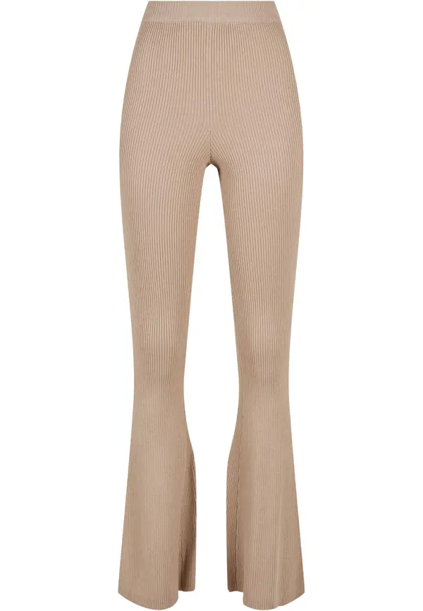 Urban Classics Women's ribbed knit leggings Bootcut lighttaupe