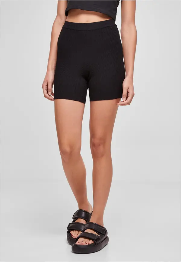 Urban Classics Women's ribbed knit shorts black