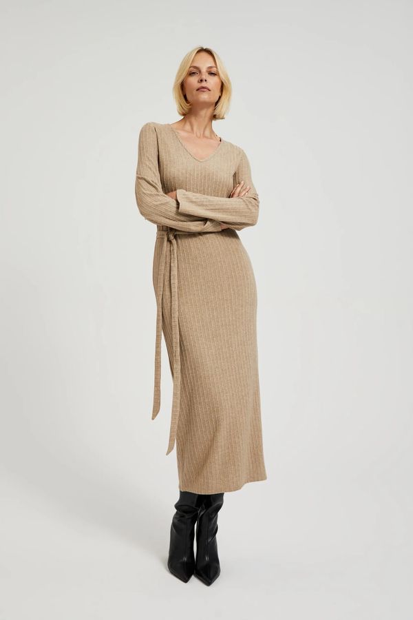 Moodo Women's ribbed midi dress MOODO - beige