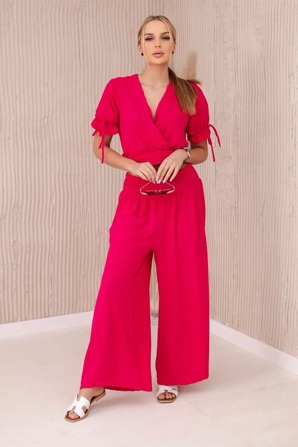 Włoski Women's set blouse + trousers - fuchsia