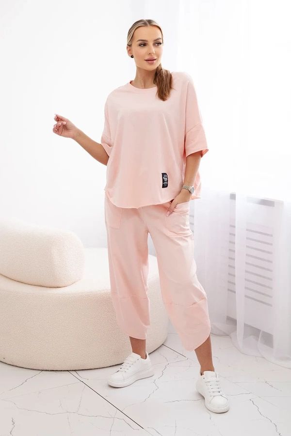 Kesi Włoski Women's set blouse + trousers - powder pink