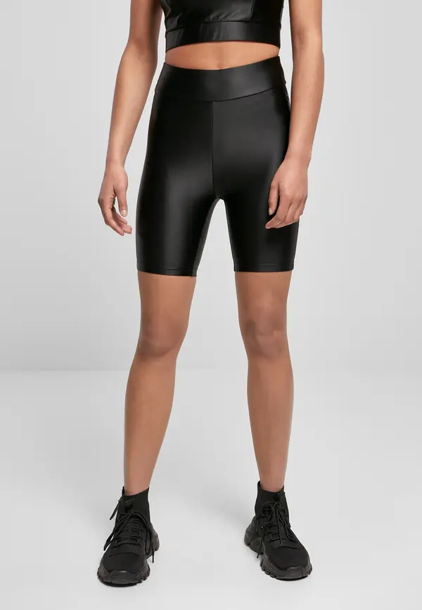 Urban Classics Women's Shiny Metallic High-Waisted Cycling Shorts Black