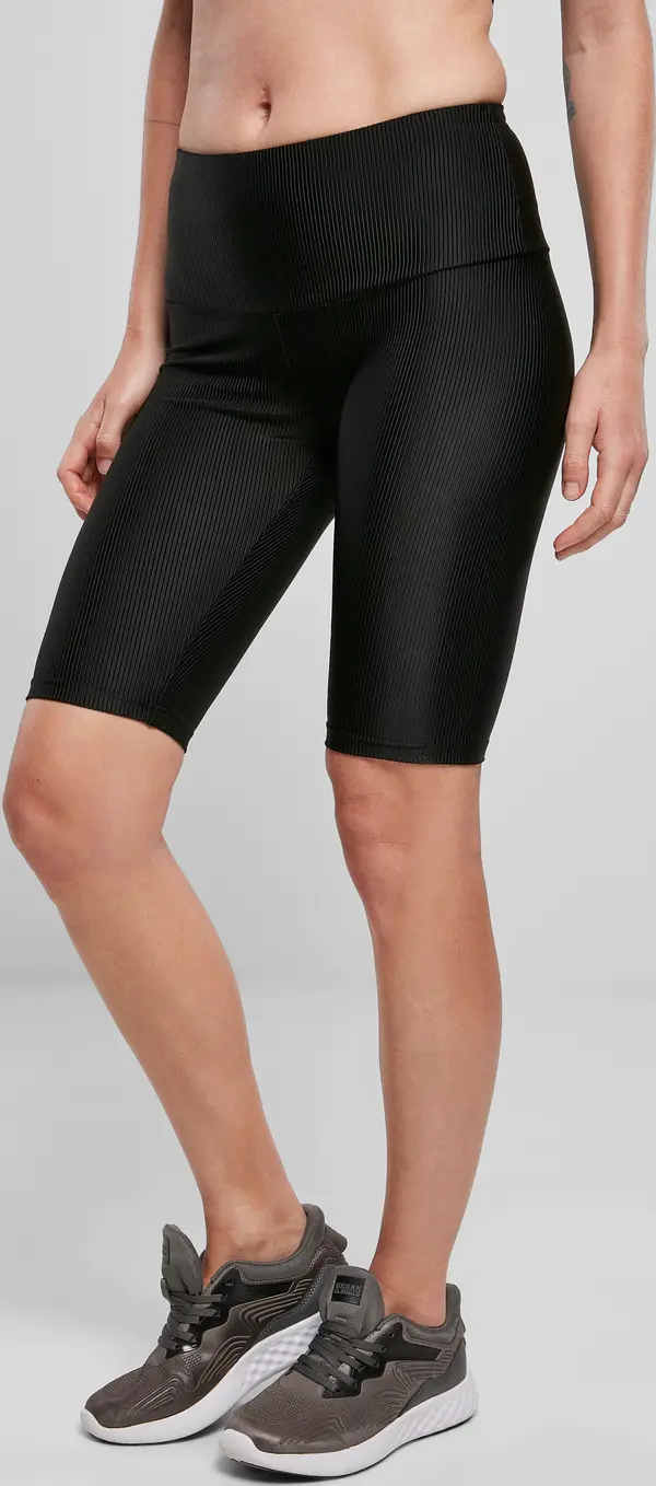 Urban Classics Women's Shiny Rib Cycle shorts with high waist black
