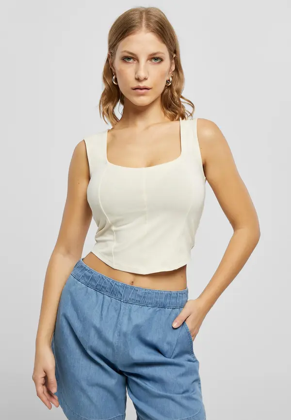 Urban Classics Women's Short Corsage Top whitesand