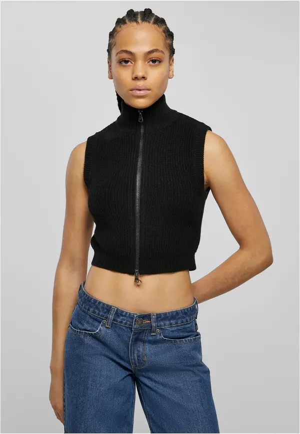 Urban Classics Women's short knitted vest black