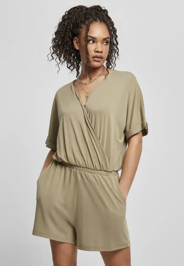 Urban Classics Women's short modal jumpsuit in khaki color