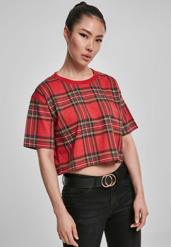 UC Ladies Women's short oversized T-shirt AOP Tartan red/bl