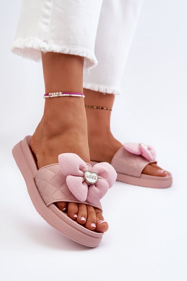 Kesi Women's slippers with low platform embellishment, pink cedrella
